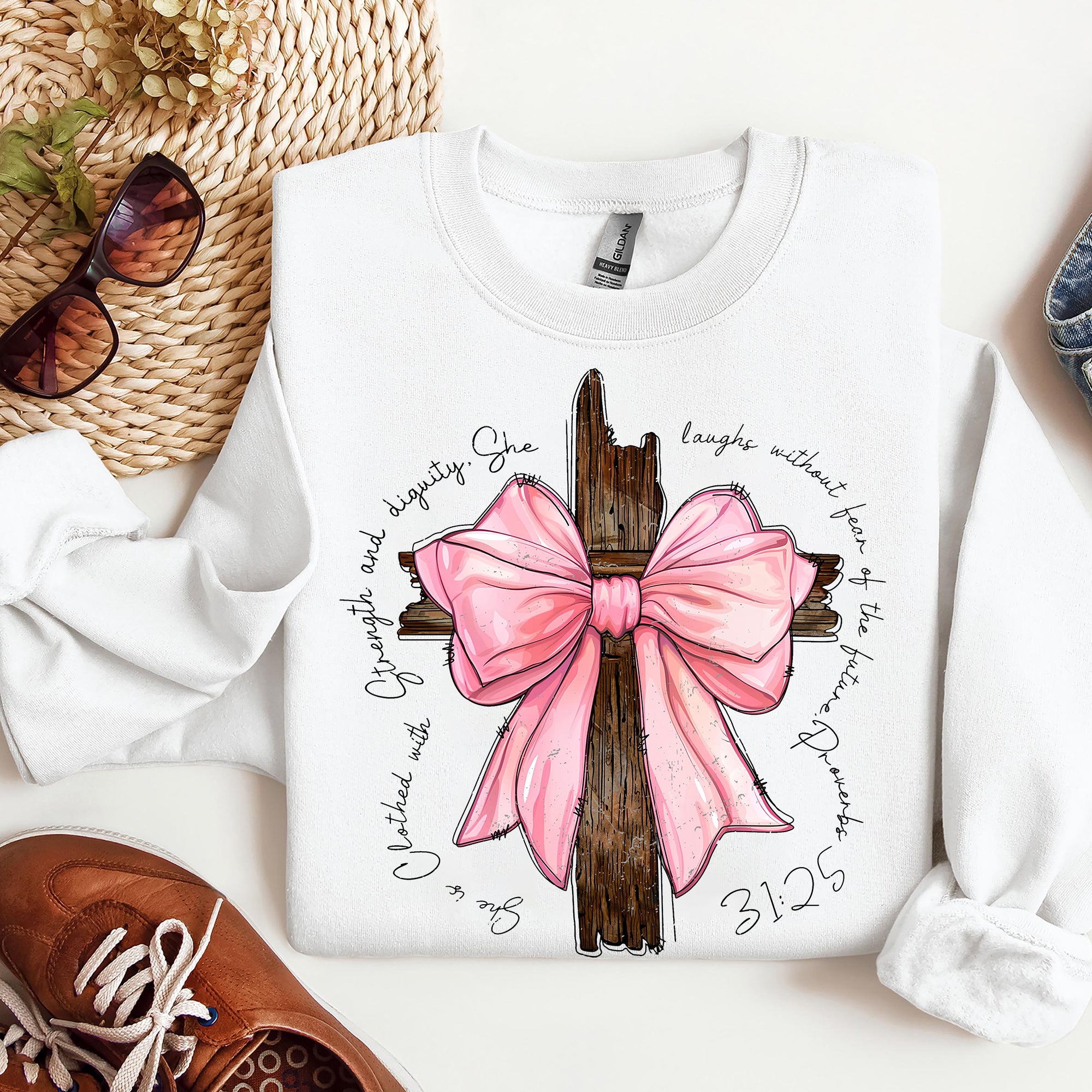Jesus Coquette Bow Sweatshirt, Nativity Scene Sweatshirt, Baby Jesus Sweatshirt, Bible Verse Shirt. ILAF21
